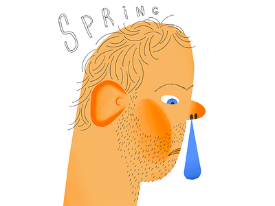Spring cold character characterdesign cold ear head illustration illustrator lettering letters man nose snot spring