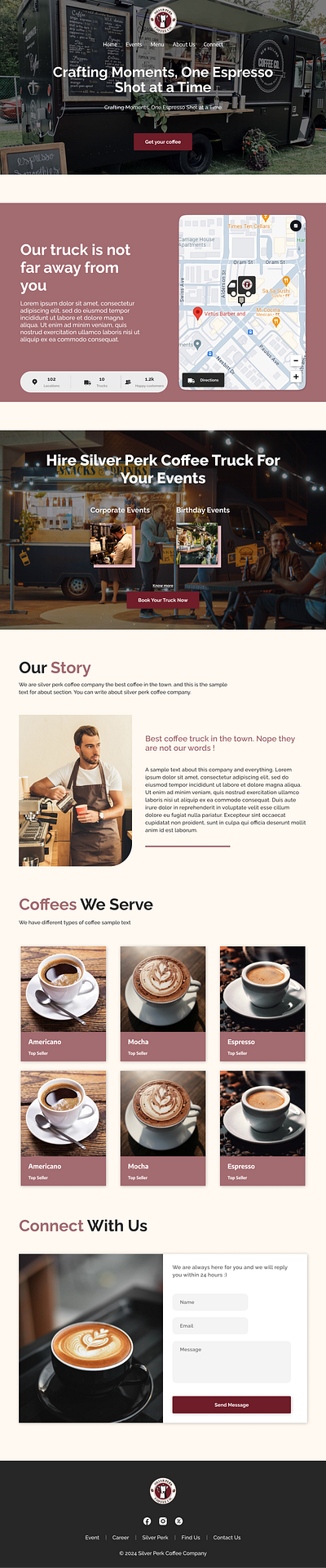 Coffee Truck Company aesthetic design coffee company landing page coffee landing page coffee website figma landing page design landing page ui website design website ui