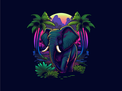 Illustration - Elephant in Jangle 3d branding design graphic design illustration logo mockup ui ux vector