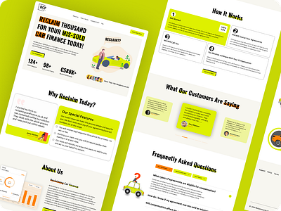 Reclaiming Car Finance (RCF) Website landing page. landing page ui ux web web design