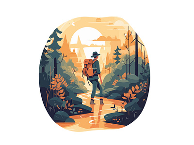 Illustration - Man in Forest 3d branding design graphic design illustration logo mockup ui vector