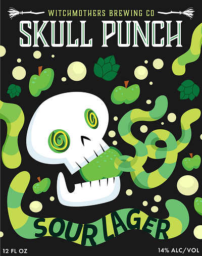 Skull Punch Sour Lager beer branding beer label graphic design illustration vector art vector illustration