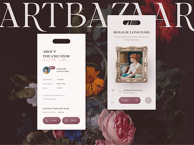 Art Bazaar / e-commerce / paintings aestethic animation art design e commerce interface paintings product card prosuct sale shop site ui web