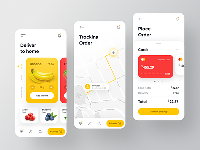 Fresh Fruit Home Delivery app concept delivery design ecommerce food fresh fruit illustration interface market mobile mobiledesign motion one page tracking ui userinterface ux web