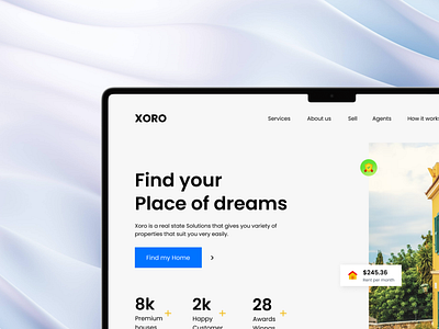 XORO Real Estate Landing header header design landingpage real estate ui uiux uiux design uxui web design