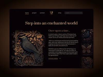 Enchanted World WebDesign Inspiration: Explore Magical Interface app branding classic dark design dark mode design entrepreneurship fancy graphic design identity design illustration minimal ui ux web web design