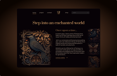 Enchanted World WebDesign Inspiration: Explore Magical Interface app branding classic dark design dark mode design entrepreneurship fancy graphic design identity design illustration minimal ui ux web web design