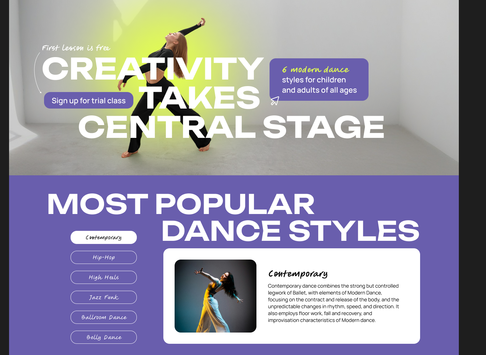 Landing Page for a Dance Studio agency ai dailyui dance design graphic design landing studio ui ux web web design