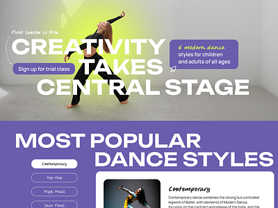 Landing Page for a Dance Studio agency ai dailyui dance design graphic design landing studio ui ux web web design