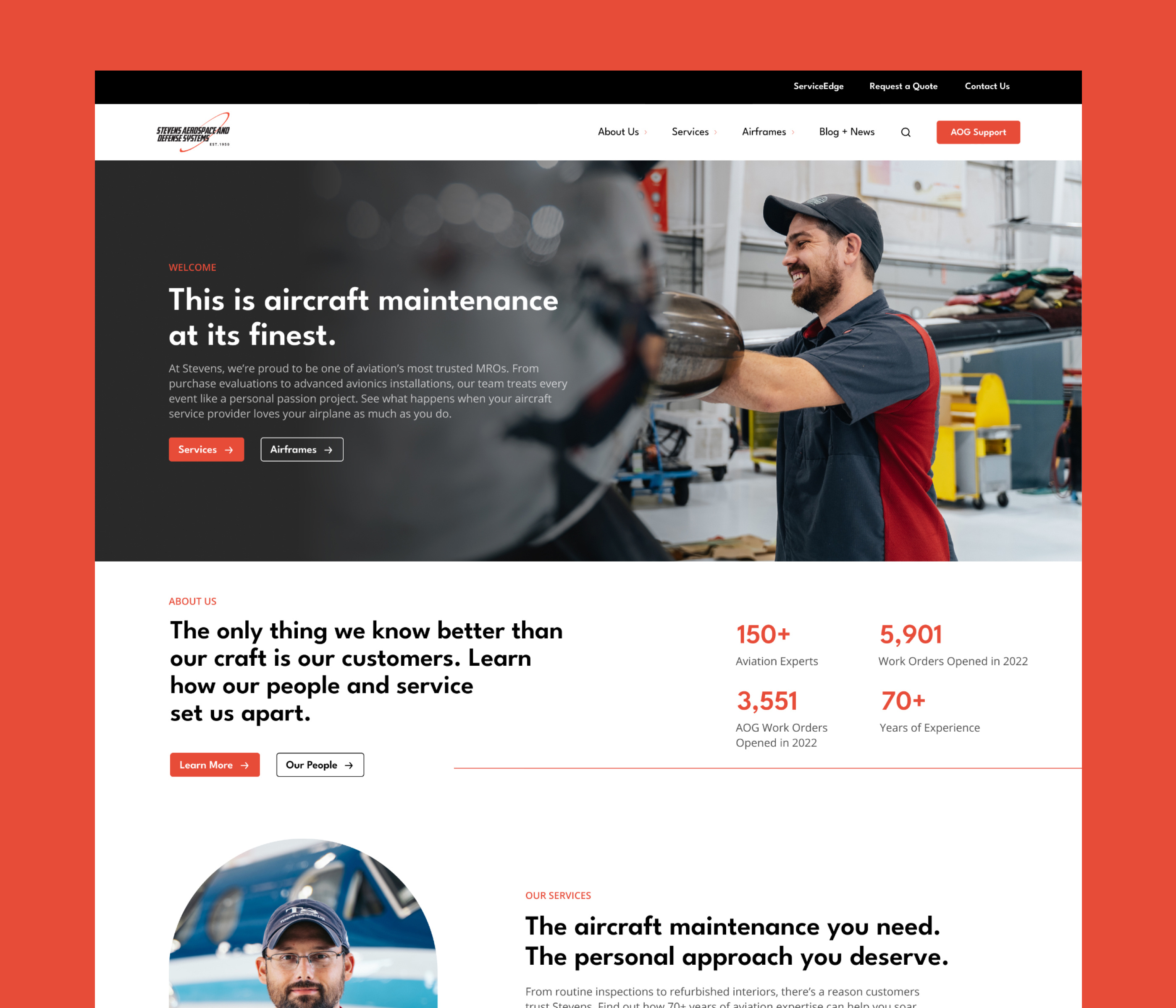 Aerospace Website Redesign aerospace airplane branding maintenance ui ux webdesign website