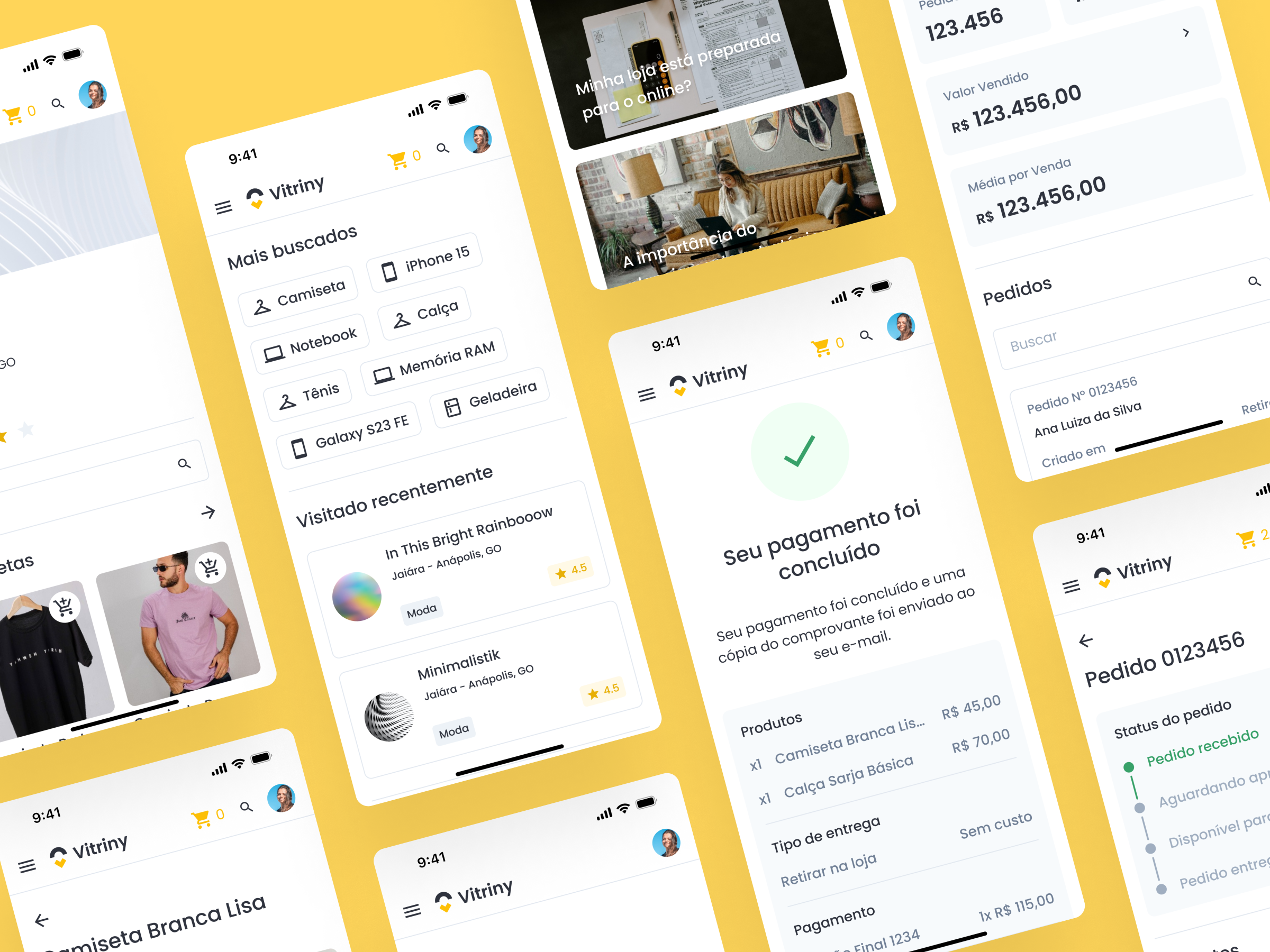 Vitriny - Mobile Version cart dashboard e commerce mobile mobile design store store design ui design ux design yellow