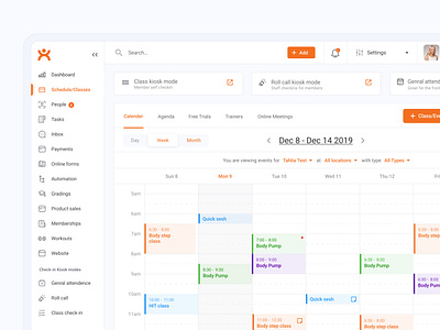 Gym calender product design booking calender gym product ui ux