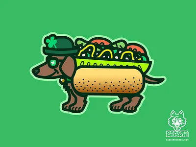 Four Leaf Clover Chicago Dog chicago chicago dog clover dachshund dog four leaf clover hot dog illustration illustrator st patricks day vector weiner dog