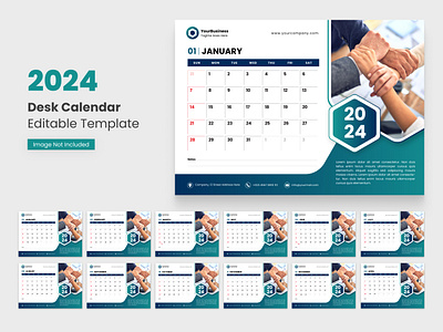 Desk Calendar 2024 Vector Editable Template calendar calendar 2024 corporate date date picker desk calendar events graphic design month print schedule task vector