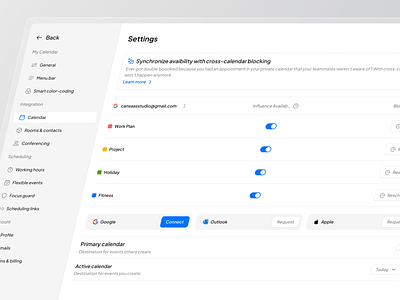 Calendar Setting Exploration calendar calendar page calendar setting calendar setting exploration cansaas clean dashboard design event interface product design saas setting ui ux web design