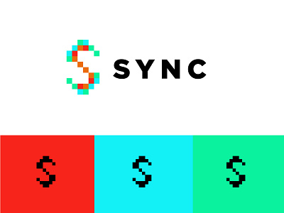 Sync bold branding design geometric letter s logo logodesign modern pixel technology