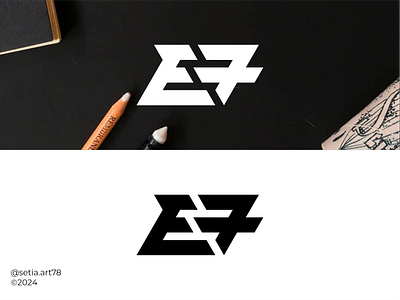 Letter E and 7 Monogram Logo 7 apparel brand branding concept logo design e elegant graphic design identity illustration letter e lettering logo logomarca logomark mark monogram typography vector