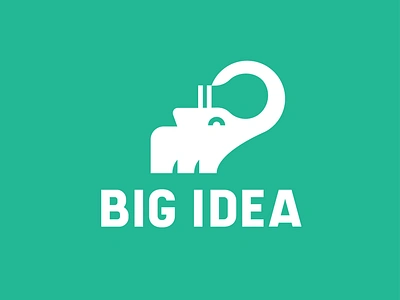 big idea animal big brainstorm branding bulb concept elephant huge idea inspiration large light light bulb logo mammoth massive negative space thought