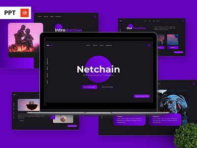 Netchain - Nft Powerpoint Templates infographic portfolio powerpoint presentation purple virtual