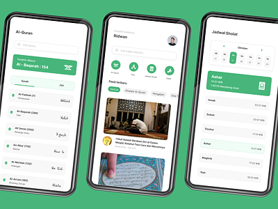 Muslim App Mockup - for Al-Quran, Prayer Schedules and Do'a al quran bookingapp branding graphic design mobile muslim app ui ui design ux