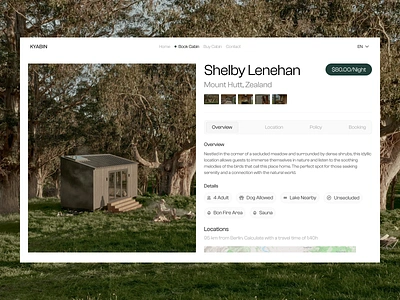 Detail Page - Cabin Rentals booking cabin clean design detail page interface product page property app rental travel ui ui design web design website