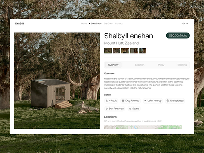 Detail Page - Cabin Rentals booking cabin clean design detail page interface product page travel ui ui design web design website