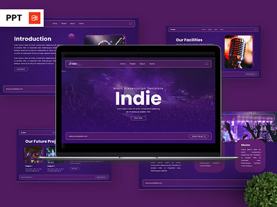 Indie - Music Powerpoint Templates dj guitar infographic portfolio powerpoint presentation purple