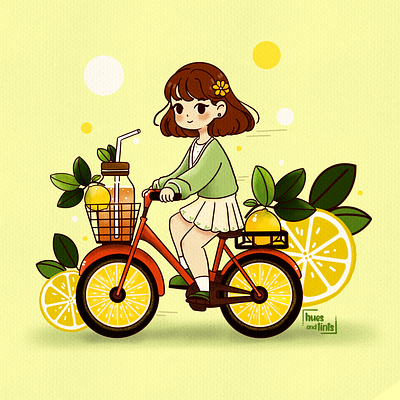 Sweet Summer Rides bicycle rides citrus fruits illustration lemons procreate summer summer coolers