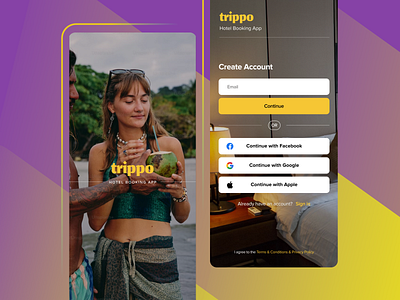 Trippo- Hotel Booking App book appointment booking app branding design illustration patient app sign in page ui