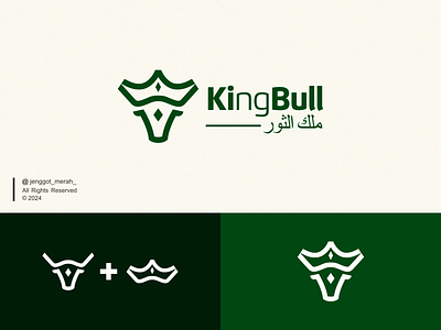 KiBul Logo , King Bull Logo Design animal branding bull combination cow crown design green horn icon incorporation king logo mark power royal simple strong vector