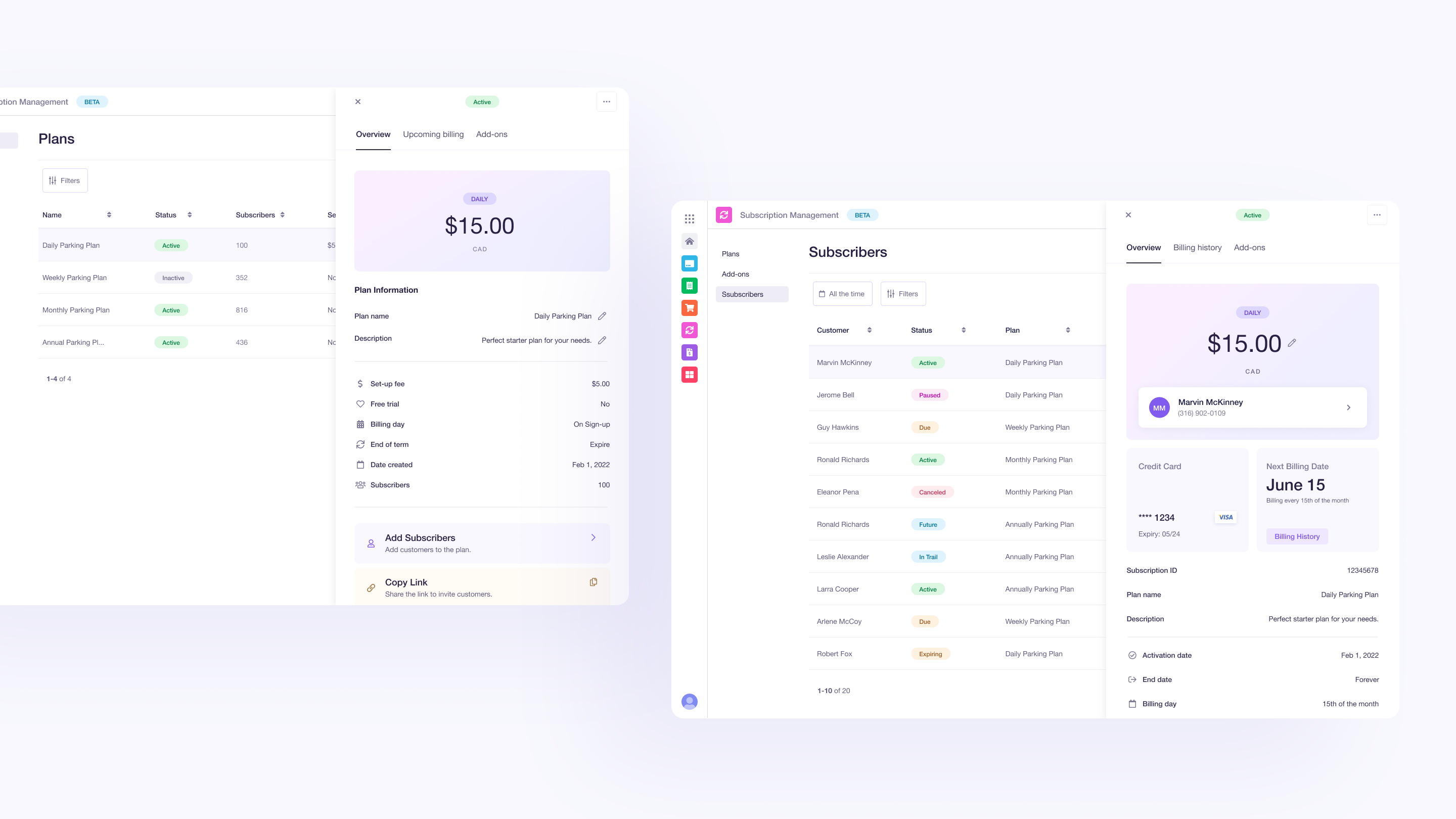 Subscription manager b2b fintech form subscription ui ux