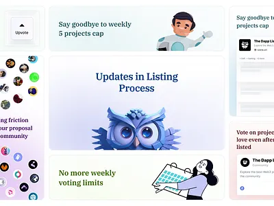 Listing Process Updates: Bento Grid Showcase bento bento grid blockchain cryptodesign design figma graphic design social media design visual design web3 web3design