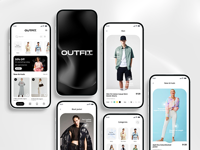 Outfit - Fashion Store Mobile App ai app design apparel clothes clothing clothing store e commerce app ecommerce app fashion fashion app fashion brand graphic design marketplace mobile app mobile app design outfit shop shopping app ui ux