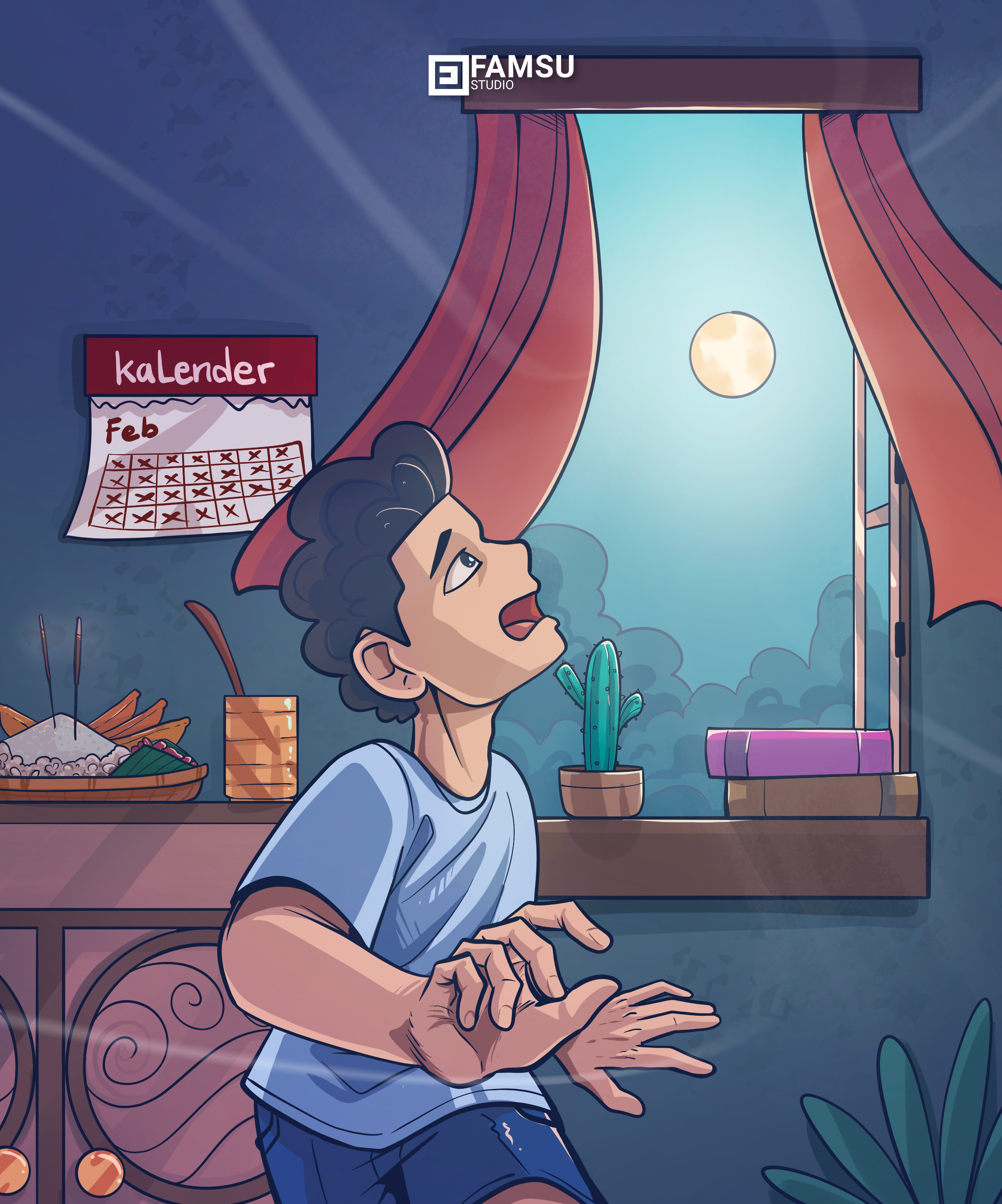 February's Black Moon cartoon children book custom design digital digital art illustration manga menhwa vector webtoon