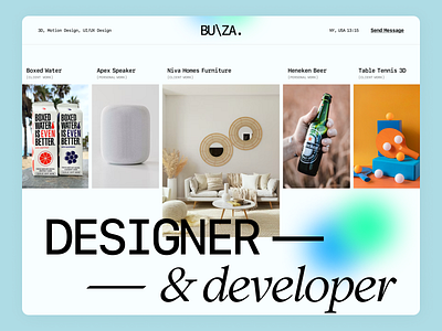 BUZA Web Agency. agency animation blue branding creative design flat green header landing page light online page service typography ui ux web web agency website