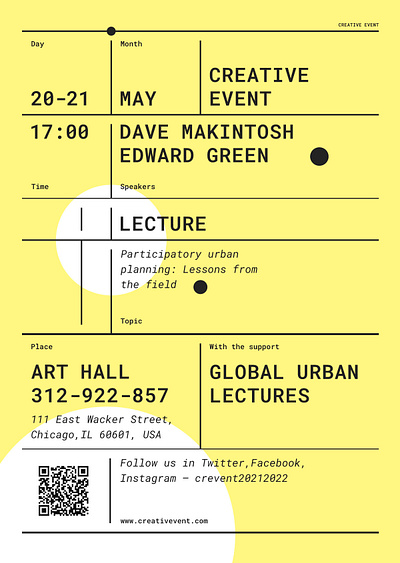 Design Conference Event Poster art author community conference creative date design education event flyer invitation lecture lecturer person poster speaker template vector workshop yellow