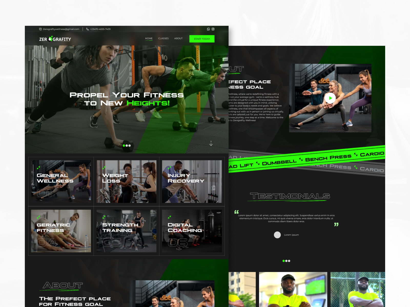 Zerografity- Fitness Gym Website Design 3d animation app branding darkmode design fitness graphic design gym heropage homepage illustration inspiration logo portfolio ui vector website zerografity