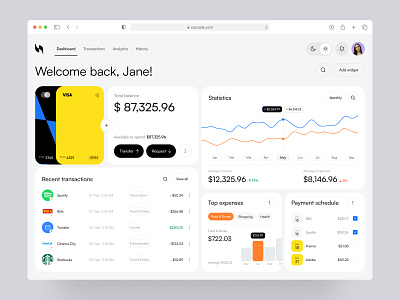 Cascade - Dashboard design for the digital banking application banking dashboard finances fintech interface platform product ui ux web app widgets