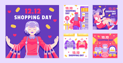 12.12 Shopping Day Template Social Media 12.12 adobe illustrator design flat freepik illustration shopping day social media template vector