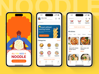 All noodles | UX/UI Design | Food ordering Mobile App animation app branding delivery food mobile ui uidesign ux uxui design web
