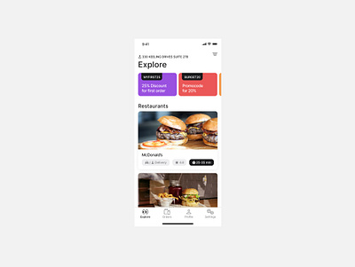 Explore - Restaurants app app design design explore interface menu order restaurant ui ux