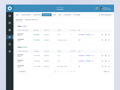 Streamlining Reimbursement: A UX Design for HRMS app design dashboard hrms human resource management system minimal design saas table design tables ui design