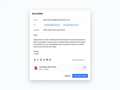 Send Offer Modal compose message modal