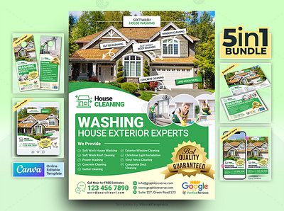 House Washing Experts Marketing Material Bundle Canva Template instagram story post template