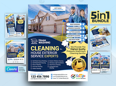 House Cleaning Experts Marketing Material Bundle Canva Template instagram story post template