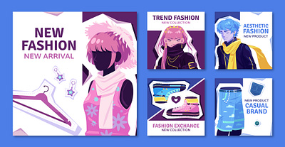 Fashion Social Media Template adobe illustrator badge flat freepik graphic design illustration social media template vector