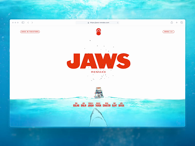 JAWS: Remake - Website Concept 3d animation blue design dora figma graphic design jaws motion graphics movie photoshop shark teaser ui website