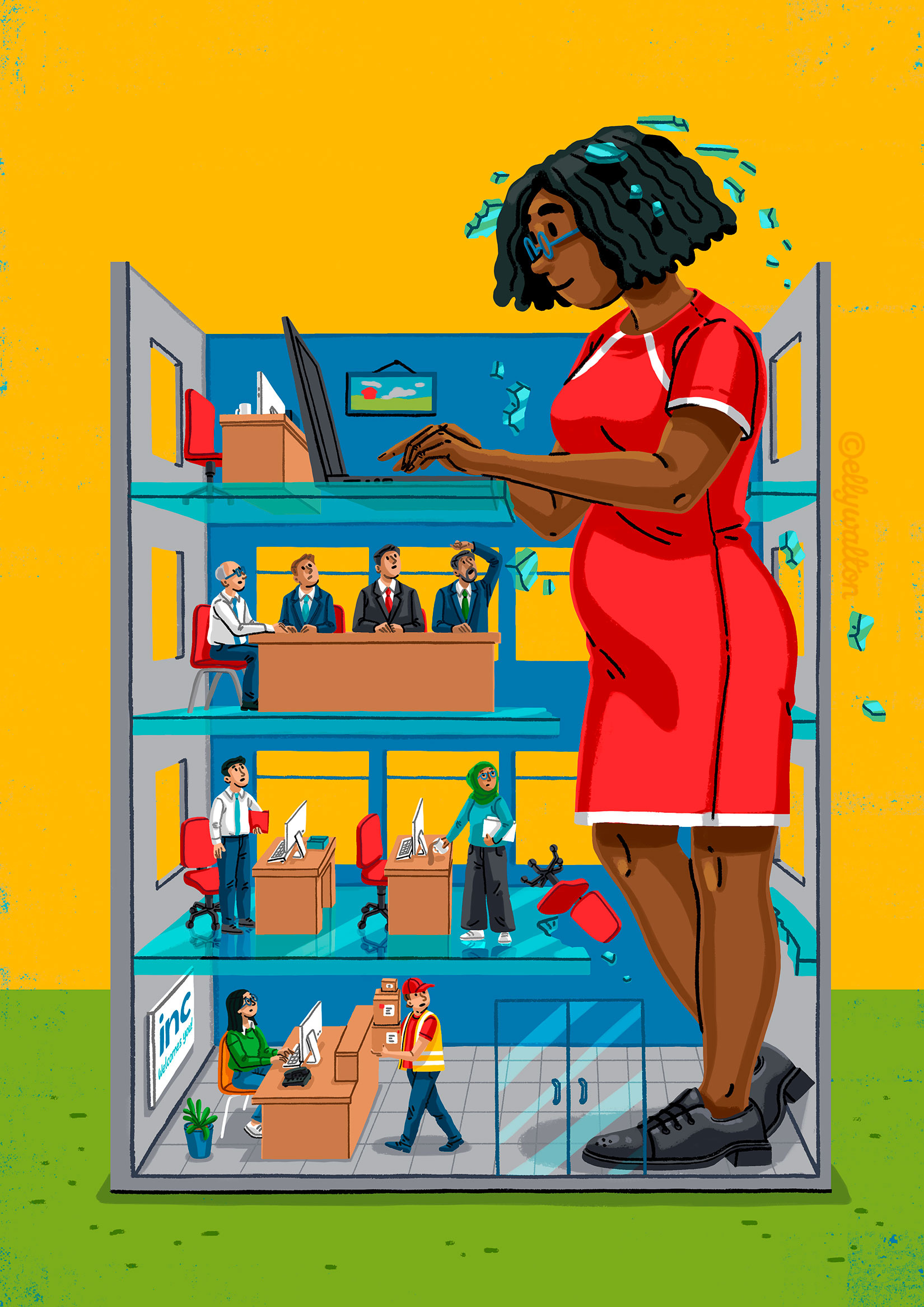 Editorial illustration: Smashing through the glass ceiling artwork conceptual drawing conceptual illustration digital art drawing editorial editorial illustration illustration magazine magazine illustration