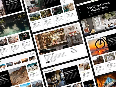 Travel Guider website design black blog booking content layout design figma minimalism restaurants travel typography ui user centric web web design webdesign website white