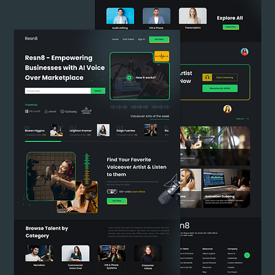 Rens8 - AI Voice Over Marketplace Landing Page